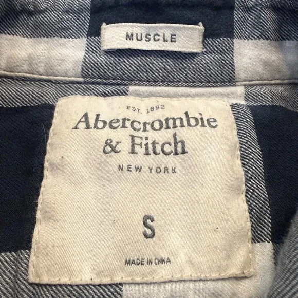 Abercrombie & Fitch Mens Small Vintage Y2K Muscle Fit Flannel Blue - Picture 4 of 6